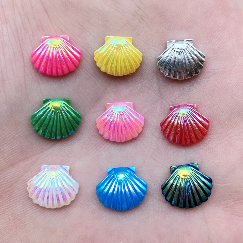 Микс AB Смола блестящая 10*12 мм Мини Оболочка Круглый драгоценный камень плоская