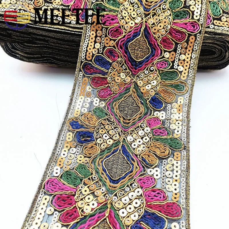 3 м 103 мм блестки вышитая кружевная тесьма лента этнические ленты для одежды сумки