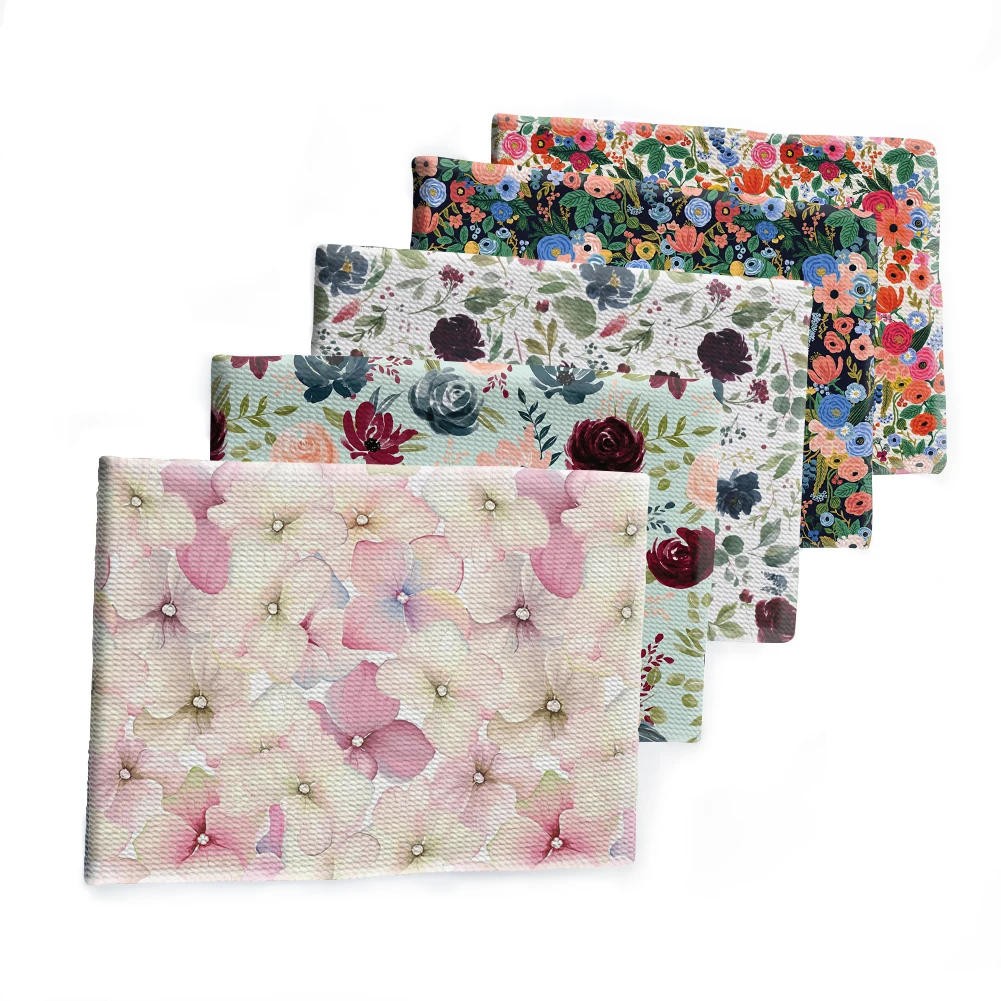 

Bullet Polyester Fabric Printed Flower Pattern Liverpool for DIY Hair Bow Scarf Home Textiles Materials 50*145cm
