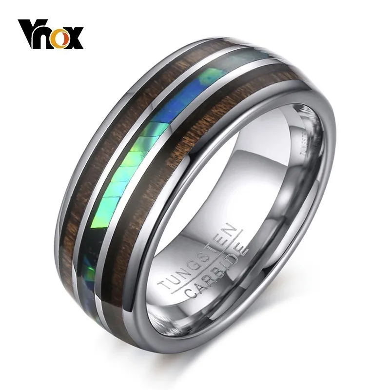 Vnox стильные деревянные кольца для мужчин из карбида вольфрама мужские