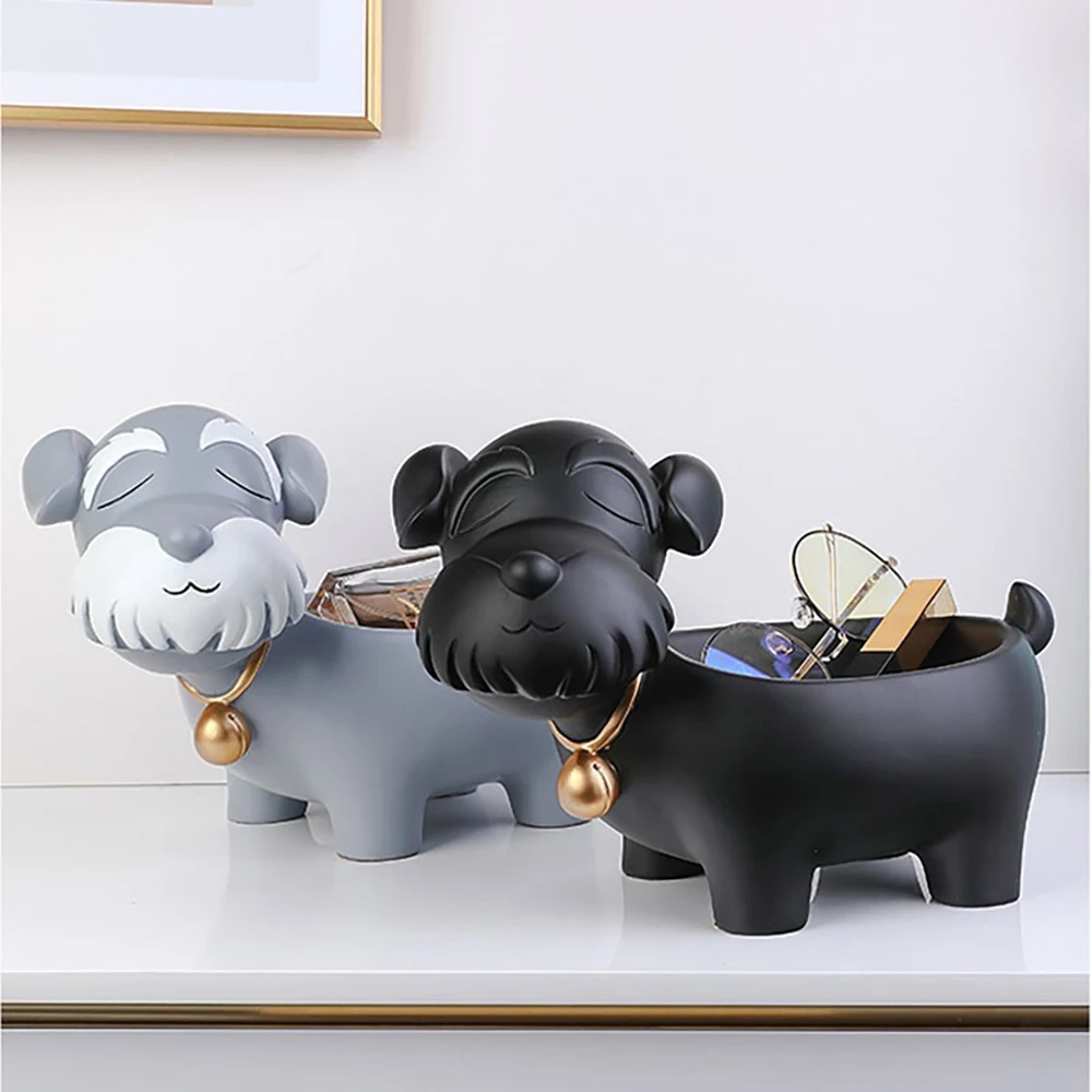 

Creative Resin Dog Art Sculpture Makeup Storage Box Home Decoration Statue Living Room Decor Figurine Crafts Housewarming Gifts