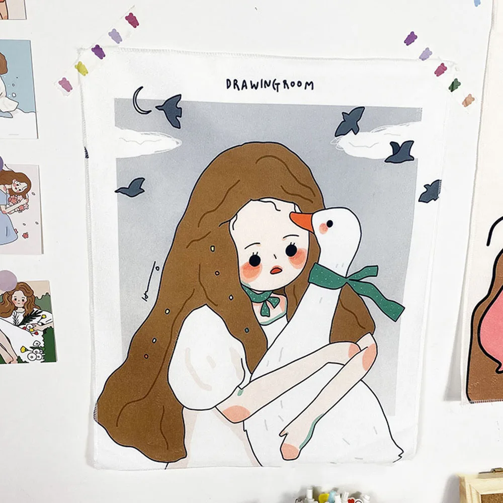 

Cartoon Anime Girls Room Decor, Kids Room Decoration ,Cute Bedroom Korean Room Decorative Wall Towel Wall, Wall Coverings