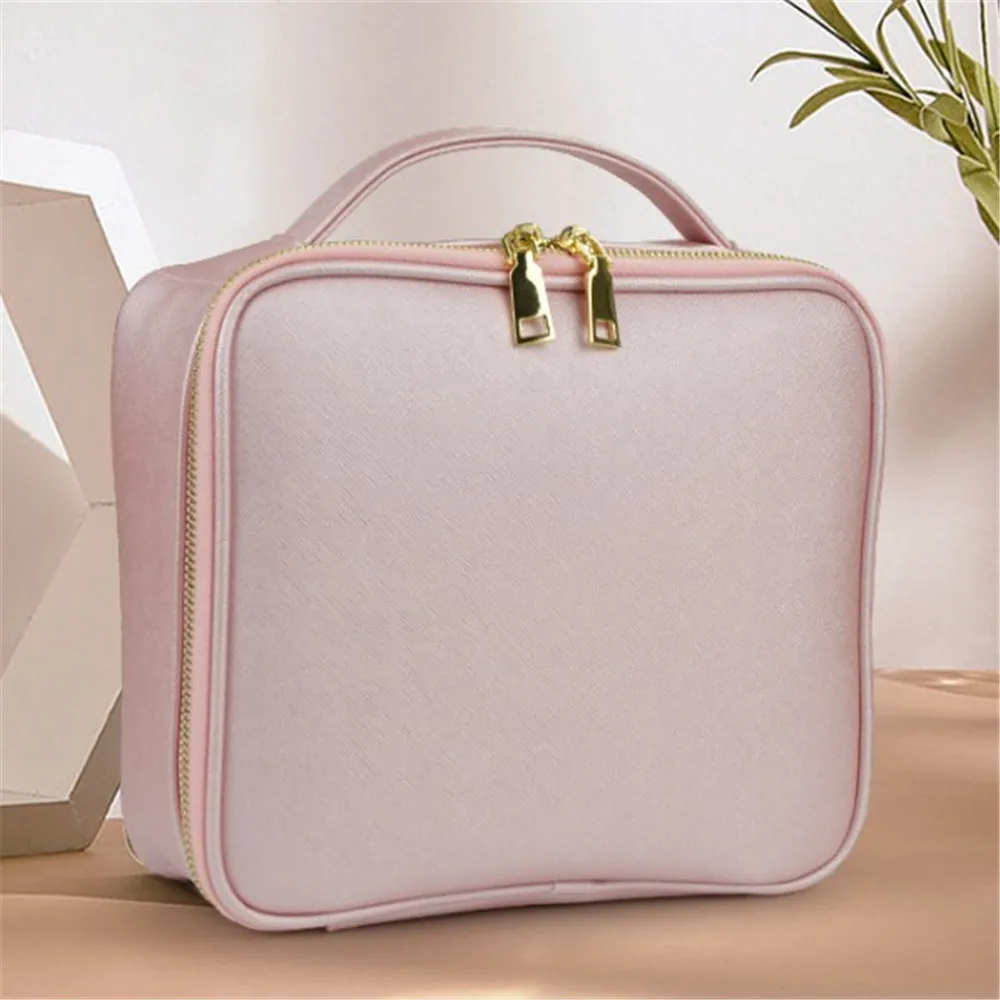 

PU Leather Travel Makeup Bag Portable Train Cosmetic Case Organizer, for Cosmetics Brushes Toiletry Jewelry Storage Bag