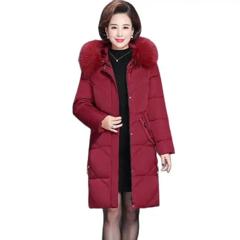 2021 Mother's Padded Cotton Clothes Women's Winter Coat Loose  Cotton Jacket Women's Warm Parka Outcoat Hooded Down Coat L4 enlarge