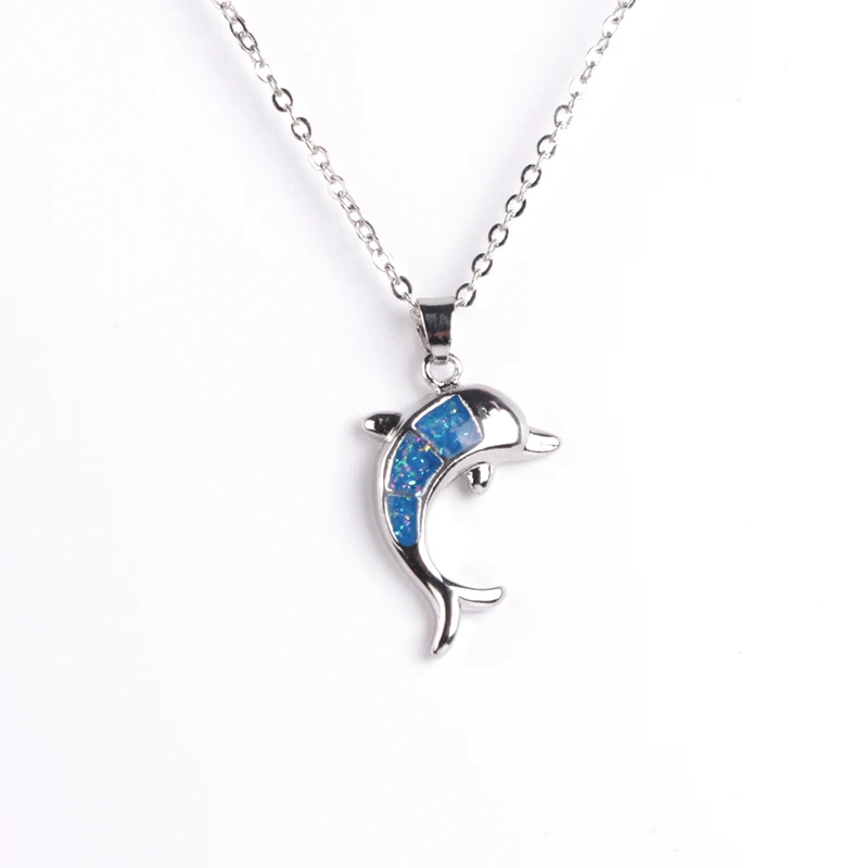 

Fashion Female Cute Dolphin Pendant Fashion Blue White Green Zinc Alloy Necklace For Women Jewelry Birthday Valentines Day Gifts