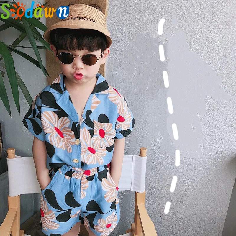 Комплект летней одежды Sodawn для мальчиков мягкий пляжный комплект с большим