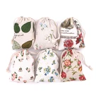 Оптовая продажа 10 шт.лот, маленькие хлопковые мешочки 8x10 см, Свадебные Рождественские льняные мешочки на шнурке, Подарочный пакет, мешочки для упаковки ювелирных изделий