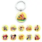 Брелки для ключей Disney с изображением членов семьи, с анимационным рисунком, брелок с плоским дном, Женский креативный дизайн, ювелирные изделия DSY01