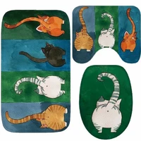cammitever 3pcs cartoon cats carpet set non slip bath mat bathroom decor toilet seat tank cover children gifts