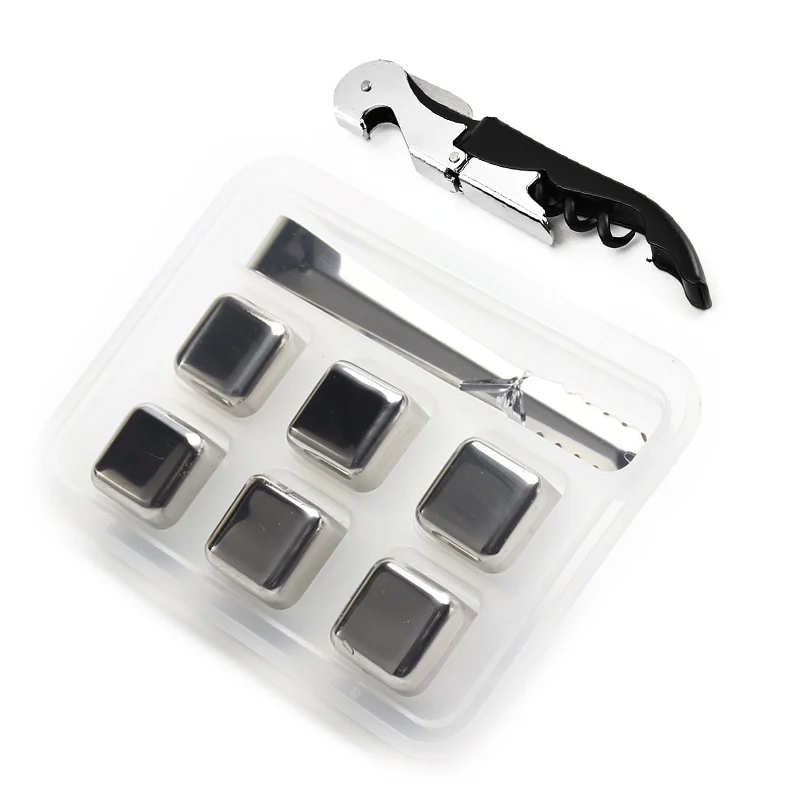 6 Pack Square 304 нержавеющая сталь многоразовые ледяные кубики и вино открываются для виски, водки, ликеров, белого вина и многого другого, барные аксессуары - Цвет: 6 Pack Square