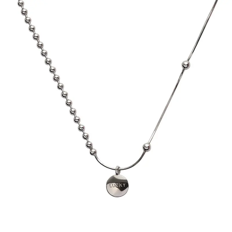 

TIMEONLY Luxury Coin Letter LUCK Beading Chain Choker Necklace for Women Ladies Neckalces for Women Ladies Jewelley Simple