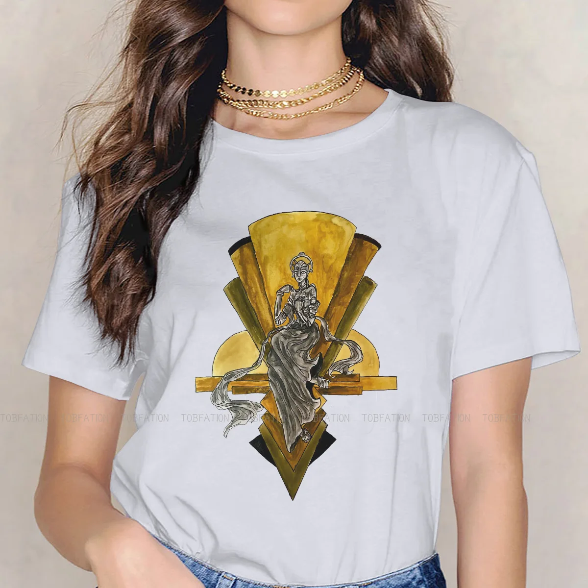 

The Machine O Collar TShirt Metropolis Science-Fiction Film Fabric Original T Shirt Woman Tops 4XL Oversized