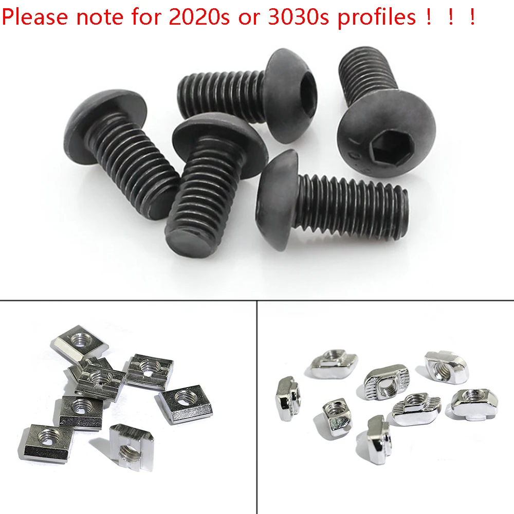 

20/50 pcs M4 M5 M6 Carbon Steel Round Head Flat Head Screws Mushroom Hexagon HEX Socket Screw Bolt With Sliding Nut T Nut