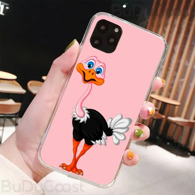 

Funny ostrich cartoon Silicone Black Phone Case For iphone 5C 5 6 6s plus 7 8 SE 7 8 plus X XR XS MAX 11 Pro Max