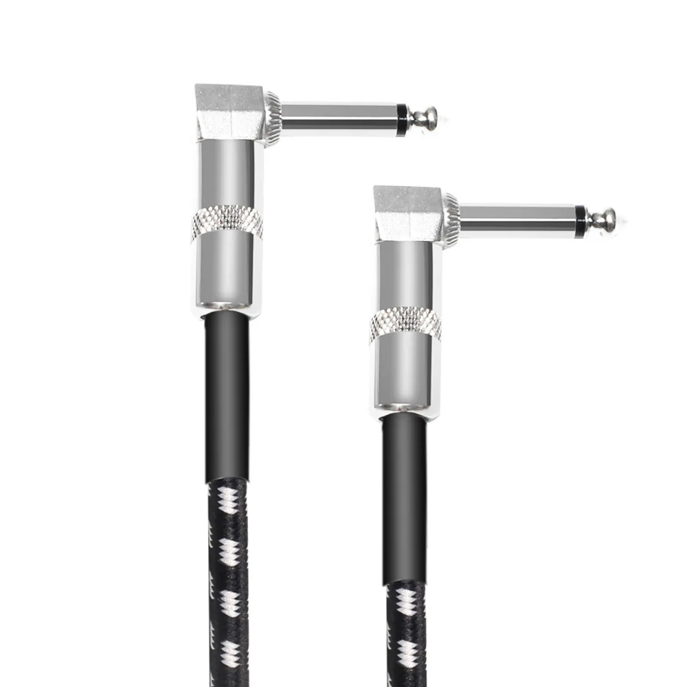 Кабель для электрогитары 6 35 Плетеный аудиокабель с двойным углом черно белый