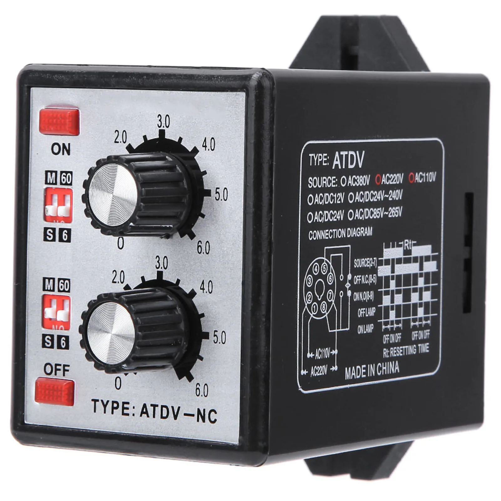 

Реле с двумя таймерами ATDV 6S-60M, 220 В