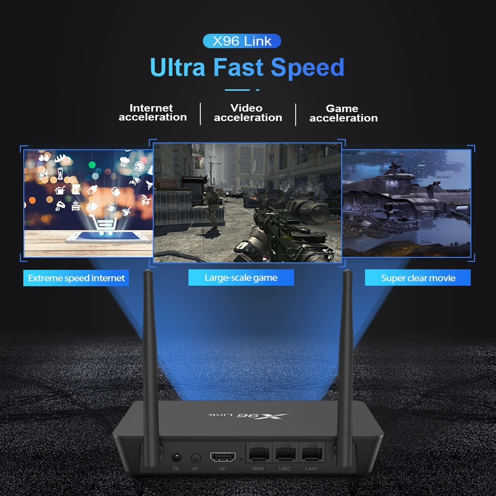 X96 Link Android 7 1 Amlogic S905W четырехъядерная смарт приставка DDR3 2 Гб 16 100 м LAN 4k медиа плеер 4G