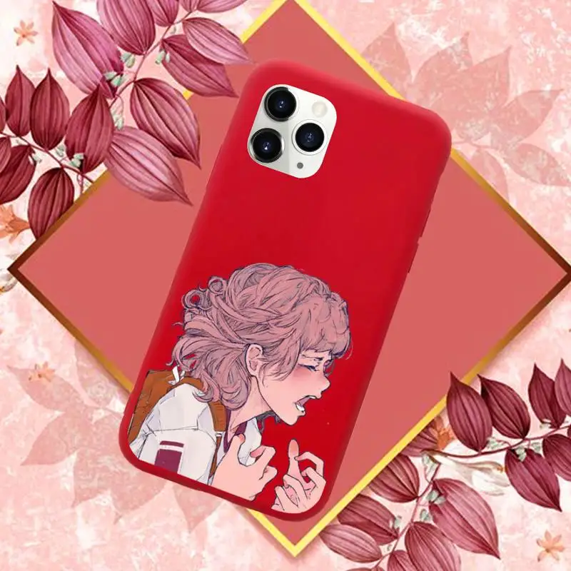 

Sad girl Phone Case Red Candy Color for iPhone 11 12 mini pro XS MAX 8 7 6 6S Plus X SE 2020 XR