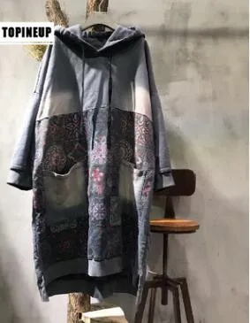 Женская толстовка с капюшоном осень зима в винтажном стиле С принтом свободный