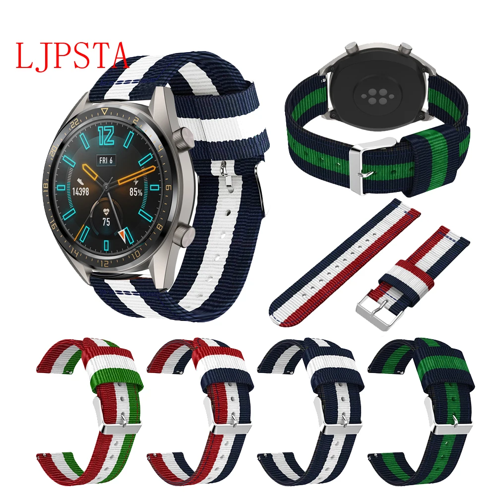 Ремешок нейлоновый для Xiaomi Amazfit sport браслет Huawei Watch GT Honor Magic Huami Pace Stratos