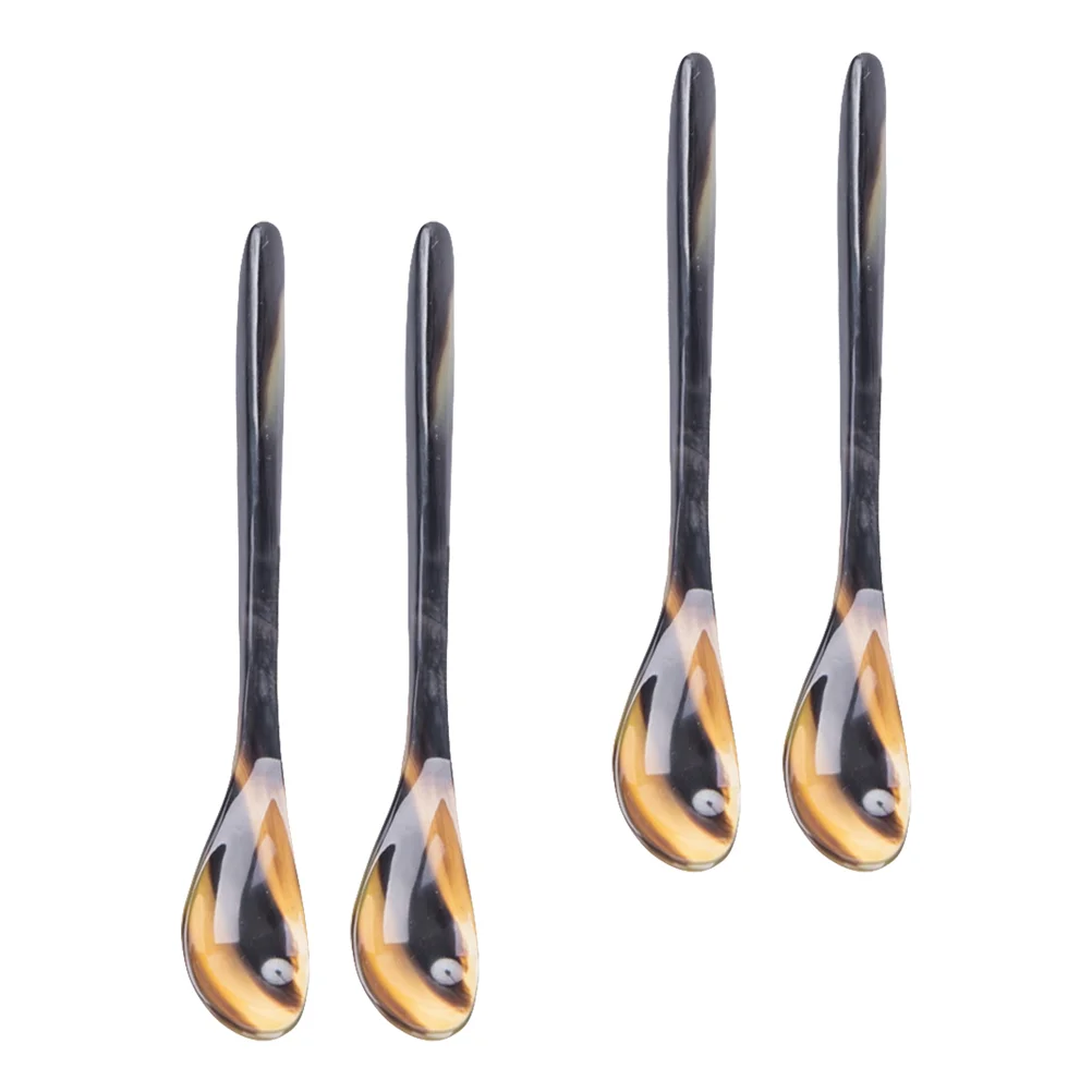 

4pcs Delicate Ox Horn Scoop Dessert Scoop Chic Coffee Spoon Cake Spoons