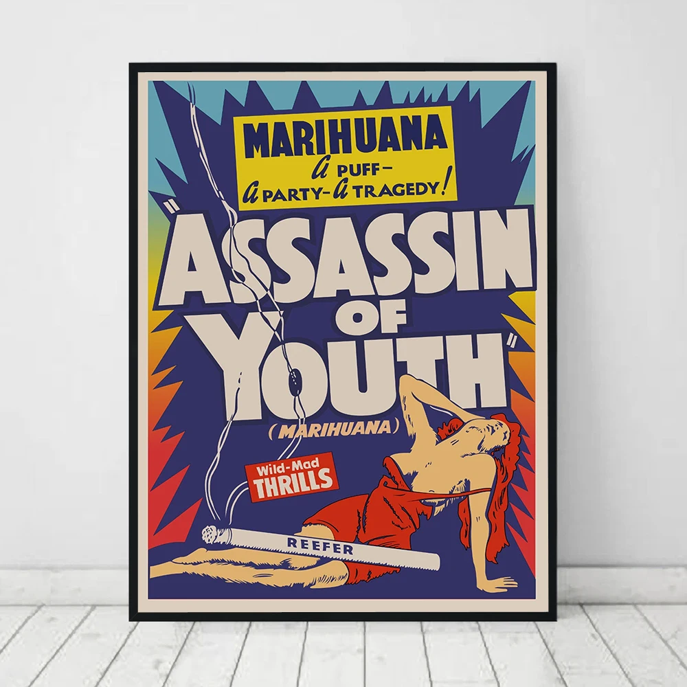 Плакат в винтажном стиле Reefer Crazy 1942 рисунок на холсте против марихуаны демонов