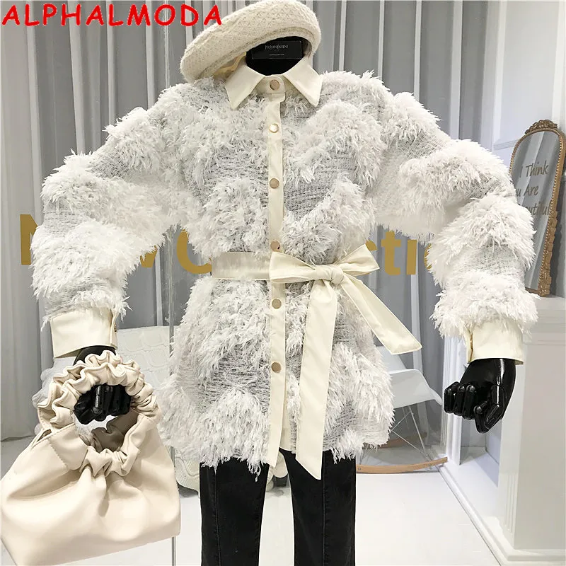 ALPHALMODA 2020 Весенняя женская кружевная рубашка с 3D кисточками и супер сказочными