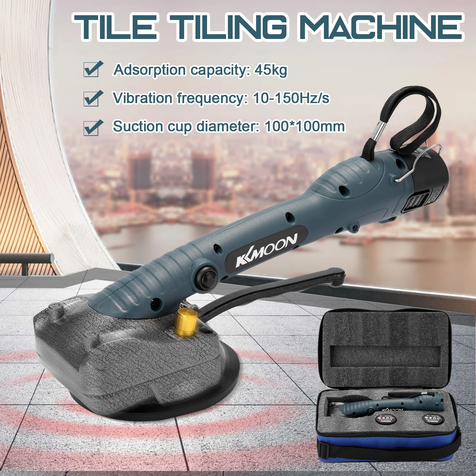

KKmoon 10-150Hz Tile Tiling Machine Wall Floor Tiles Laying Vibrating Tool with 100*100mm Suction Cup