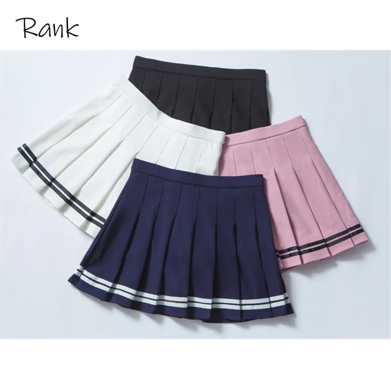 

2020 High Waist Pleated Skirts Kawaii Harajuku Skirts Women Girls Lolita A-line Sailor Skirt Large Size Preppy School Uniform