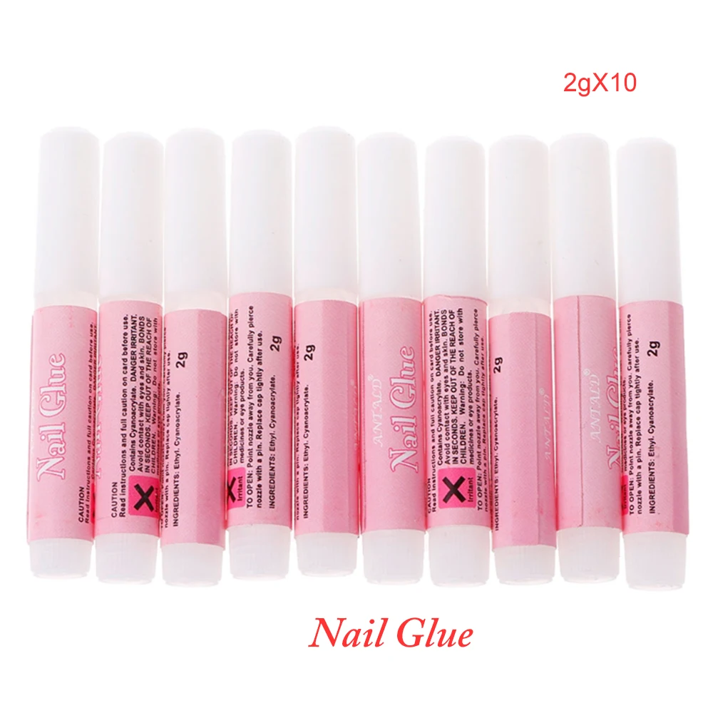 10pcs Mini Beauty Nail Glue False Art Decorate Tips Acrylic Accessories 2g Rhinestones user | Красота и здоровье