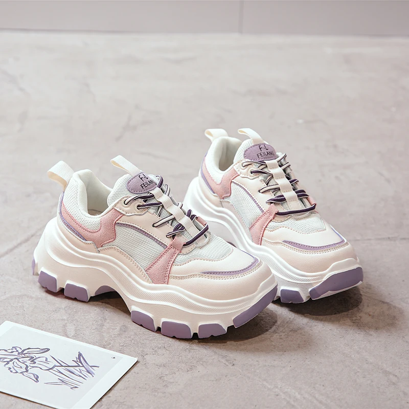 

2021 new Platform Sneakers Woman Bling Thick Bottom Casual Shoes Ladies Chunky Sneakers Shoes for Women Zapatillas De Deporte