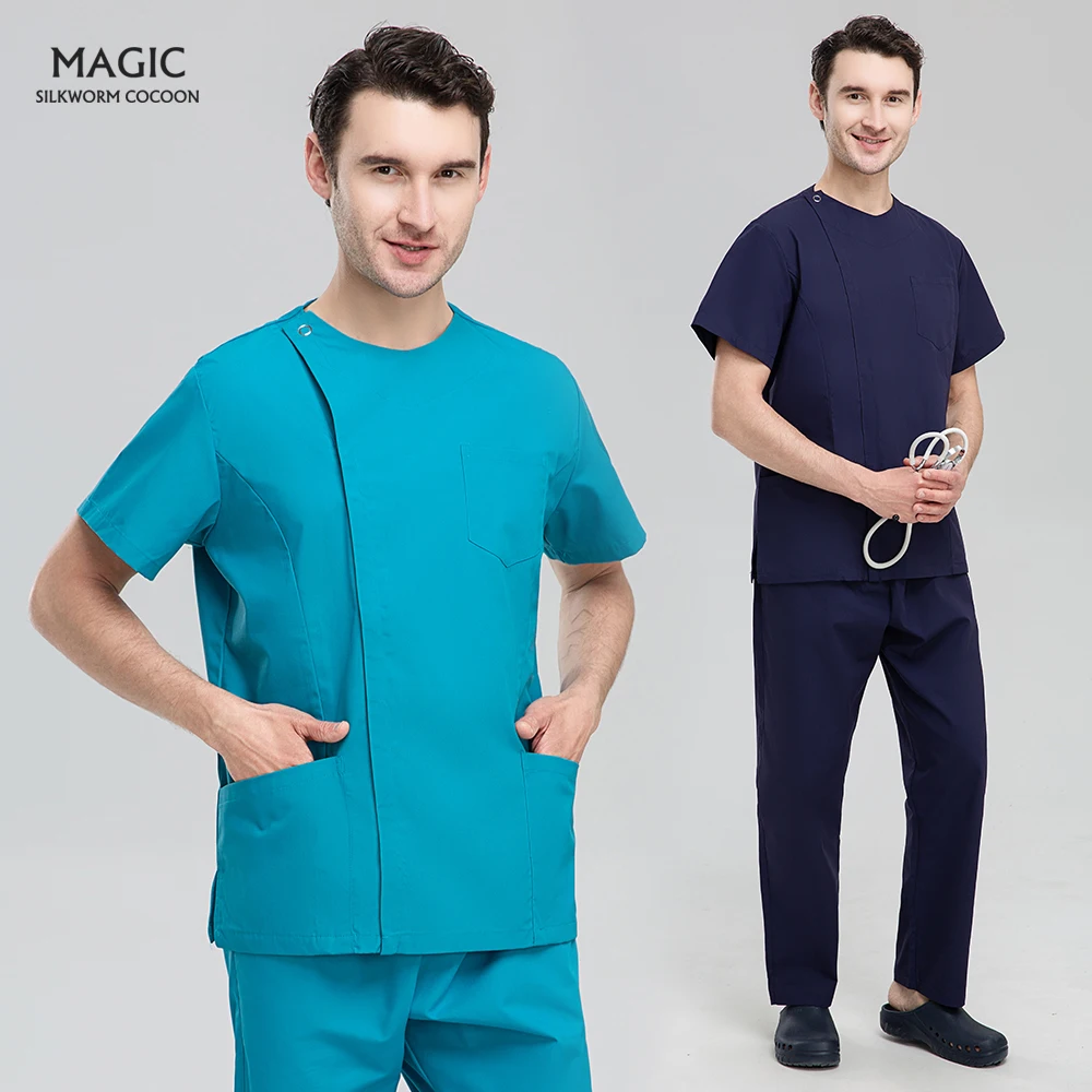 Унисекс операционной рабочая одежда молнией скрабы униформа многоцветный