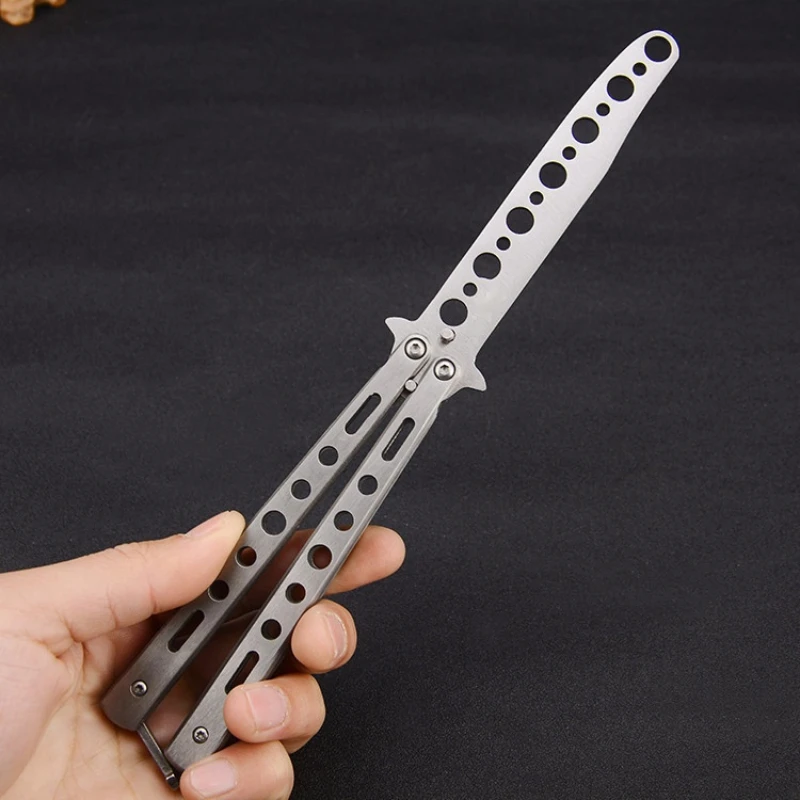 

Hysenss Beginner Butterfly Knife Seven-Hole Balance Practice Training Knifes All-Steel Butterfly Play Unedged Pocket Karambit