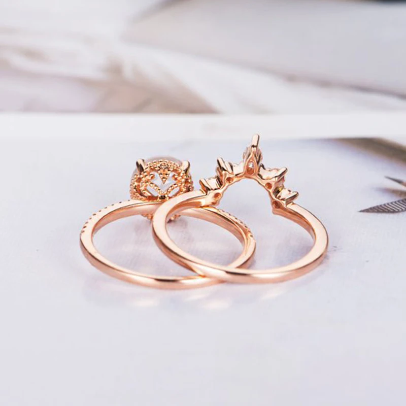 Ювелирные золотистые кольца в виде розы для женщин роскошный элегантный набор