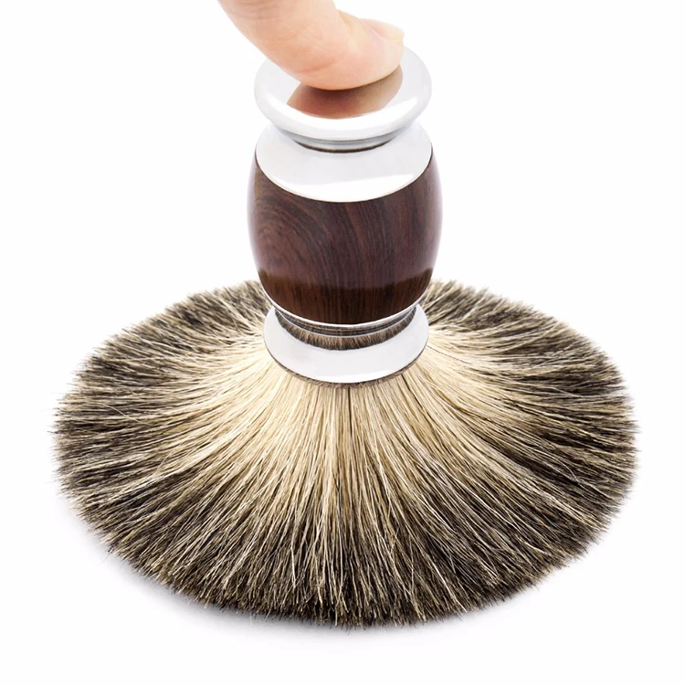 Qshave, Мужская щетка для бритья из чистого барсука, дерево,, безопасная бритва, прямая Классическая Безопасная бритва, 11,5 см x 5,6 см, под дерево