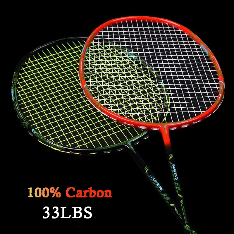 100% T700 Carbon Fiber Badminton Rackets With String Bags Professinal Racquet Max Tension 33LBS Ultraligh 4U 80G Adult Sports