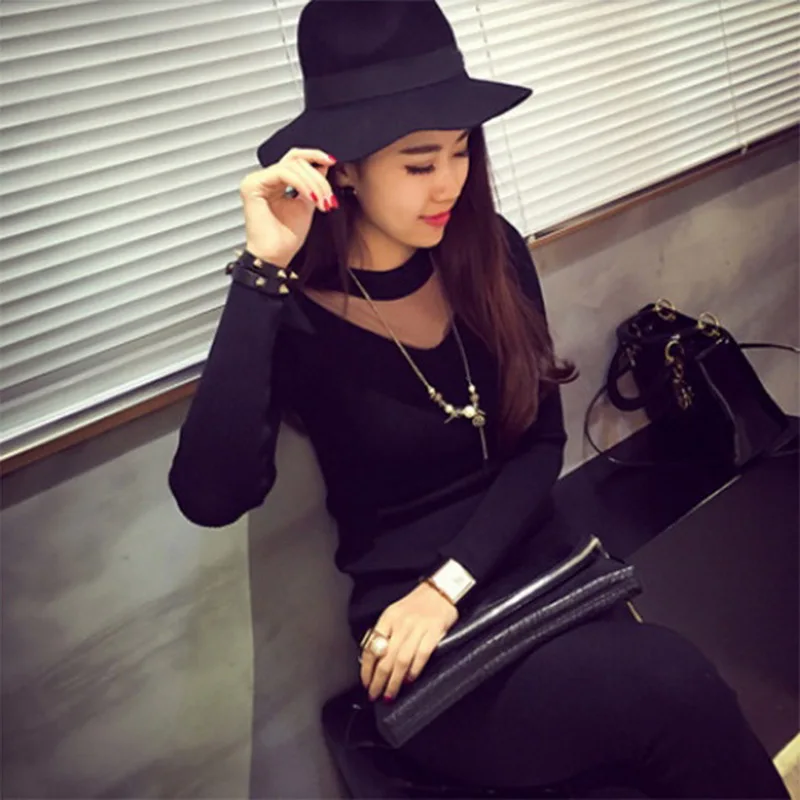 Женская блузка с длинным рукавом круглым вырезом | одежда