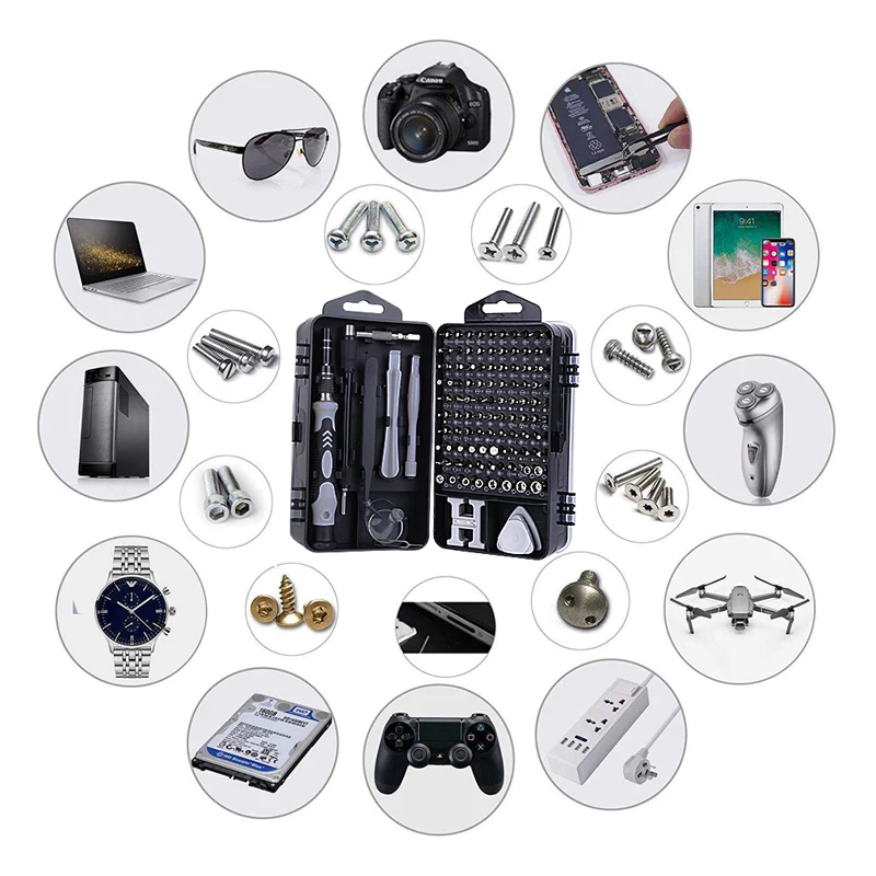 

Mini 115 In 1 Screwdriver Set 98 PCS Precision Screwdriver Bits Computer Mobile Phone Disassembly And Repair Screwdriver Tool