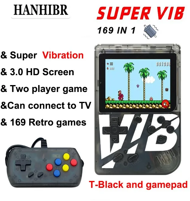 T-Black and gamepad Новинка Q5 ретро мини 8 бит Fc Ретро игровая видео игра встроенные 169 игры портативная игровая консоль супер VIB игра 30 вибрирующих sup игр - Цвет: T-Black and gamepad