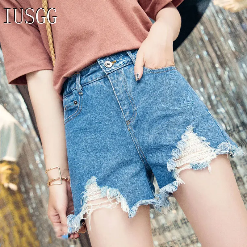 

Шорты INS BF Wind женские с завышенной талией, стильные джинсовые шорты с дырками, Свободные повседневные с карманами