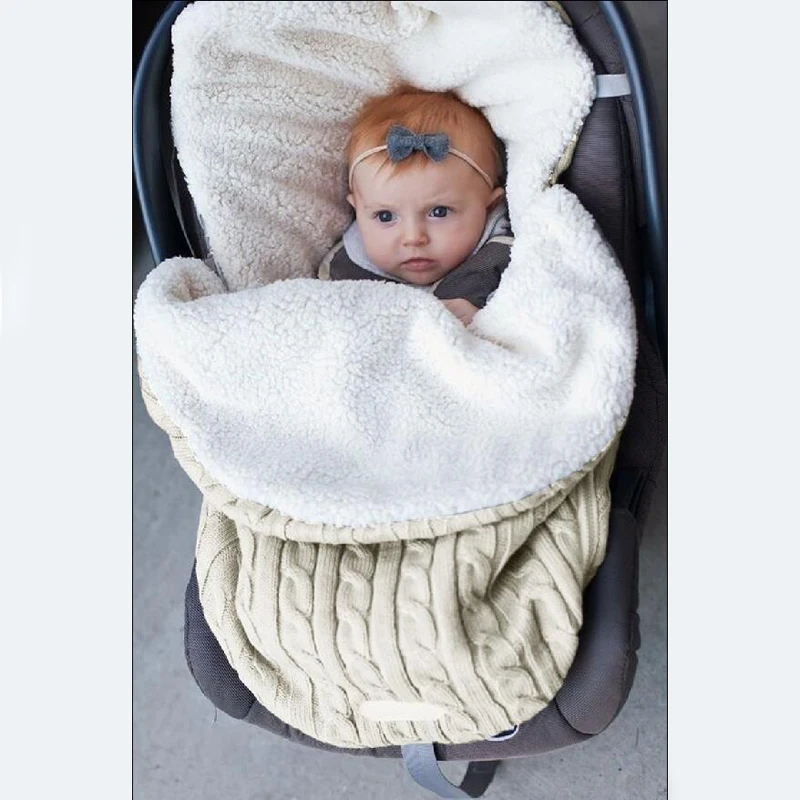 

Baby Envelope Sleeping Stroller Bag Knit Wool Newborns Swaddle Toddler Slaapzak Kids Sleepsack Infant Knitted Sleep Bed Sacks