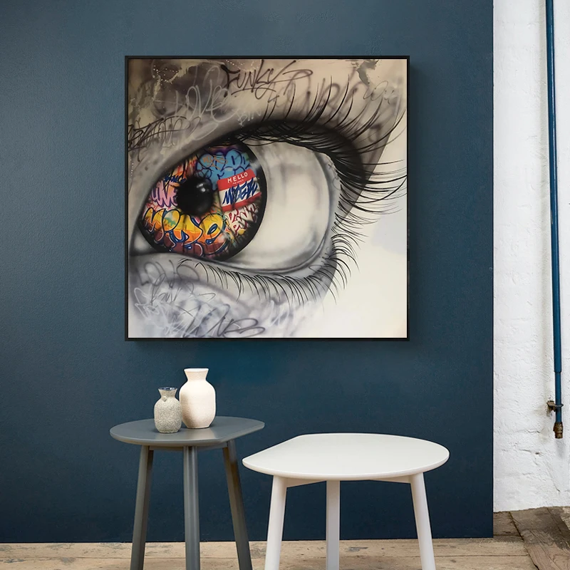 

Big Eye Graffiti Art Painting on Canvas Street Wall Posters and Prints Pictures Nordic Cuadros for Living Room Home Decoration