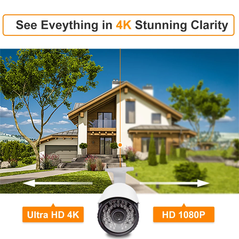 Камера видеонаблюдения 4K Ultra HD 8 Мп 4 в 1 AHD TVI CVI водонепроницаемая с ИК-подсветкой