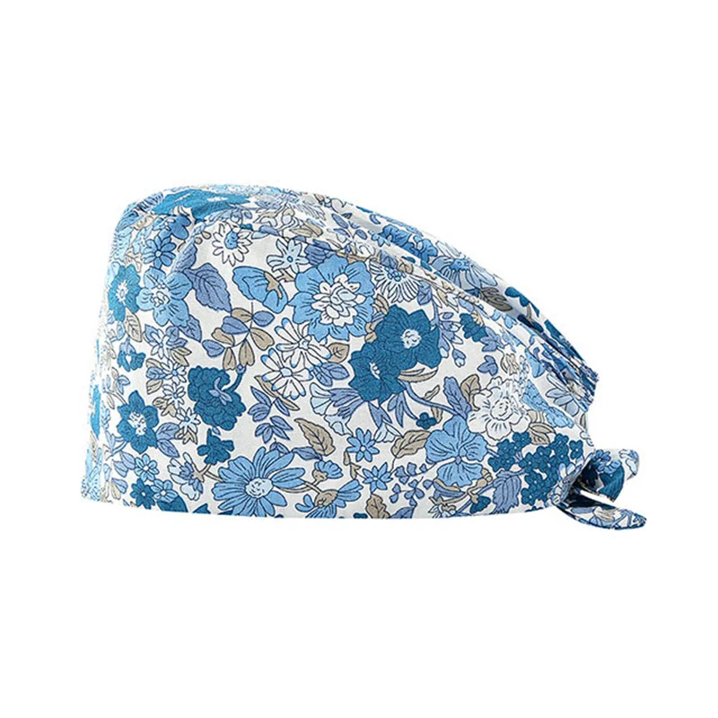 

Adjustable Pattern Scrub Cap Tie Back Working Hat 100% Cotton Washable Sweatband Beautician Dust Proof Scrub Caps