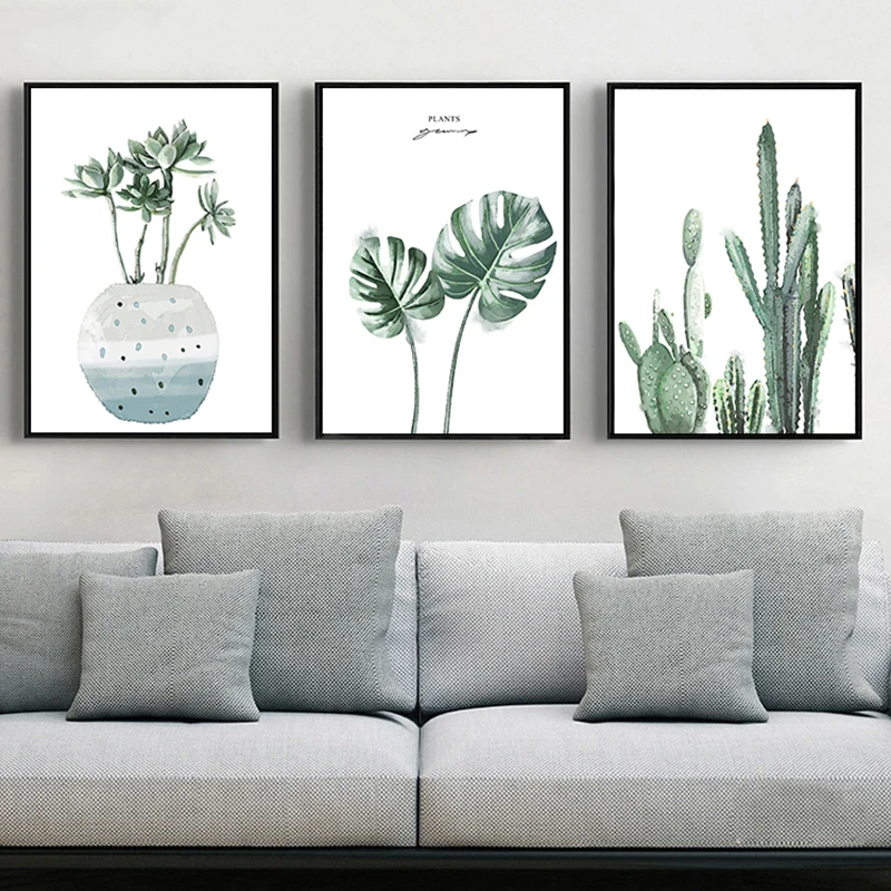 

Green Plants Leaf Canvas Posters Nordic Style Prints Scandinavian Wall Art Painting Decoration Pictures Minimalist Home Decor