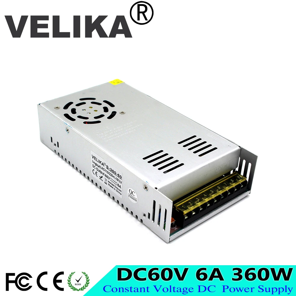 Источник питания постоянный ток 12 В 24 36 48 60 в 360 Вт стандартный трансформатор