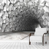 modern creative wallpaper 3d stereo grey cement cave space murals geometric wall paper 3d living room tv sofa bedroom home decor