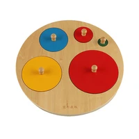 lt007n wooden toys puzzle baby educational round five circle puzzle board wood board brain teaser colorful teaching learn puzzle