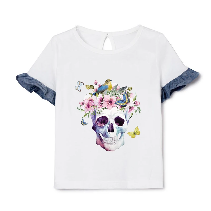 Flower Skulls Patches Diy Thermal Transfer Stripe A-Level Washable Garment Stickers Child Boy Girl T-Shirt Patch | Дом и сад