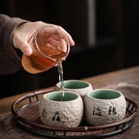 retro simple stoneware tea cup retro kiln change tea cup ceramic kung fu tea set tea cup set kung fu tea set